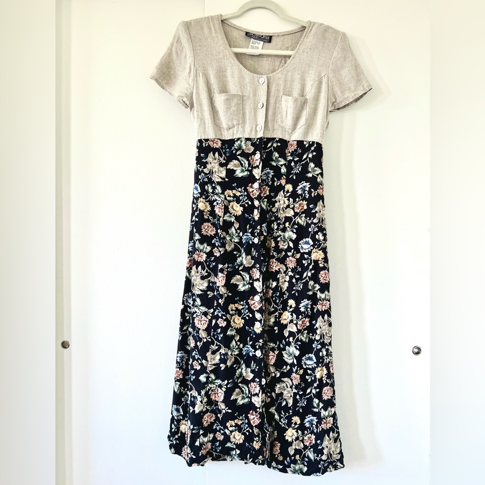 90’s floral and linen dress